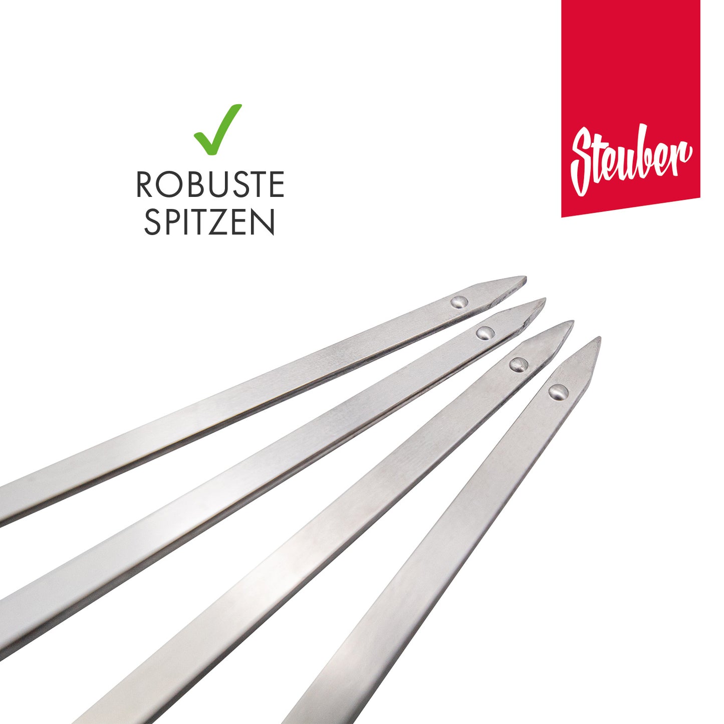4er Set Grillspieße 40 cm Schaschlikspieß mit Schieber