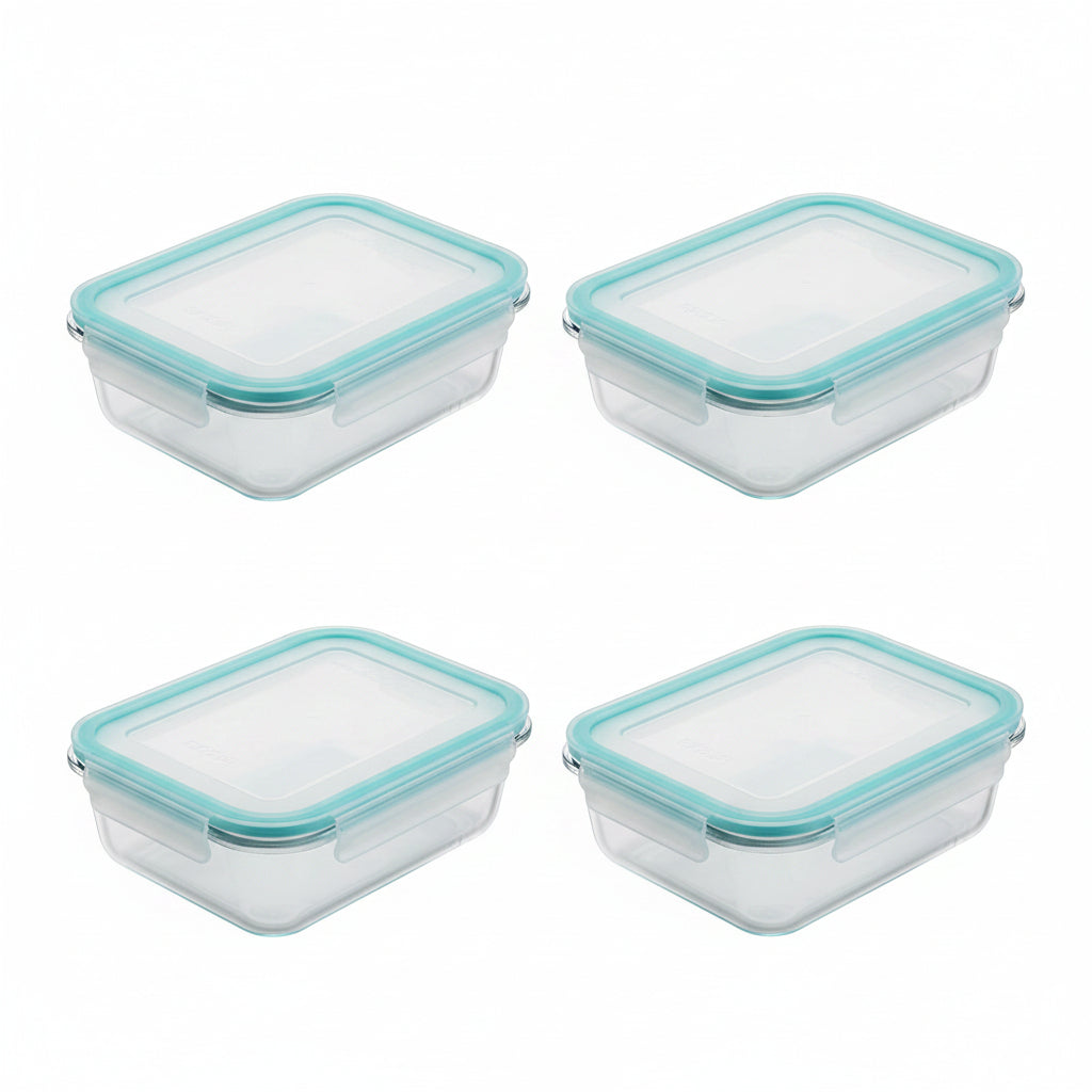 4er Pack Glas Frischhaltedosen 1000 ml mit Mikrowellenventil luft- & w – Steuber