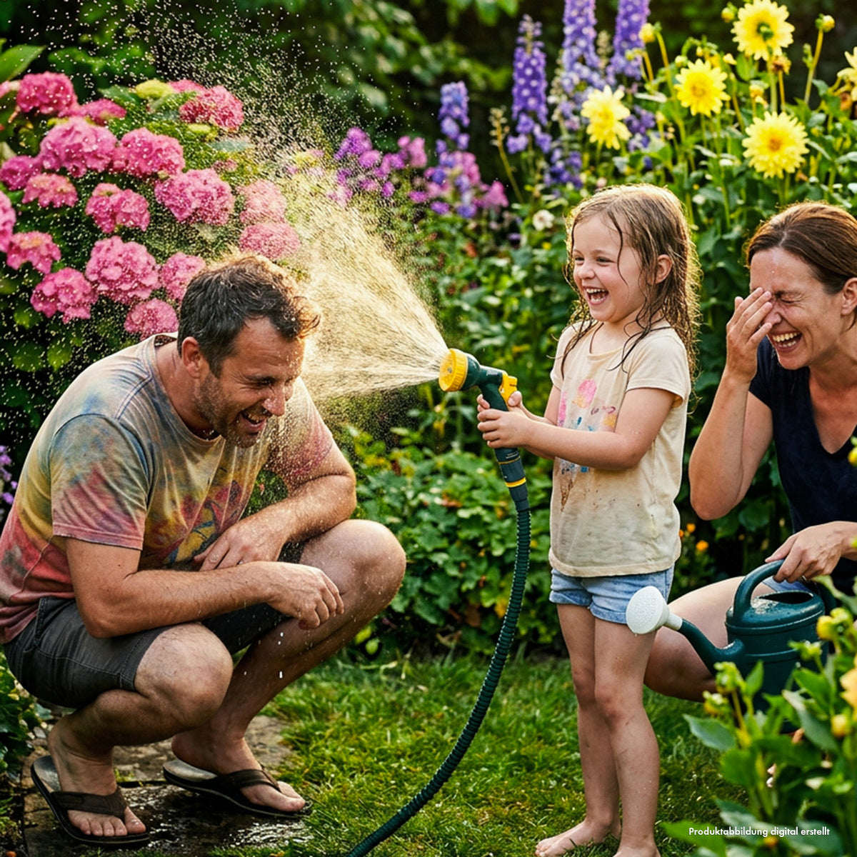 Flexibler Gartenschlauch mit 10 Funktionen Sprühkopf Flexi-Gartenschlauch – Steuber