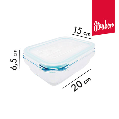 4er Pack Glas Frischhaltedosen 1000 ml mit Mikrowellenventil luft- & wasserdicht