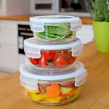4er Pack Glas Frischhaltedosen 400 ml mit Mikrowellenventil luft- & wasserdicht