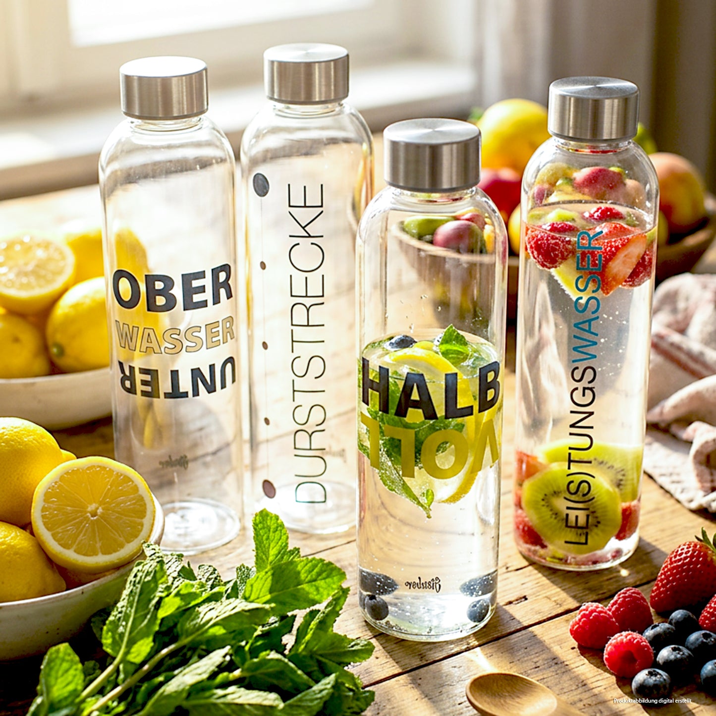 Trinkflasche 700 ml mit motivierenden Sprüchen