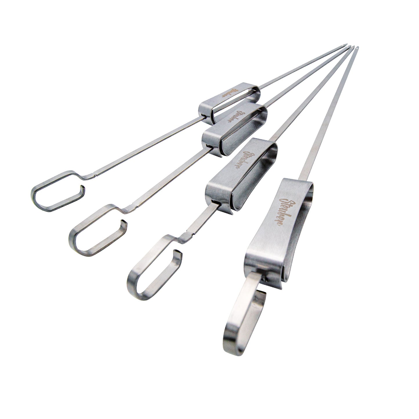4er Set Grillspieße 40 cm Schaschlikspieß mit Schieber