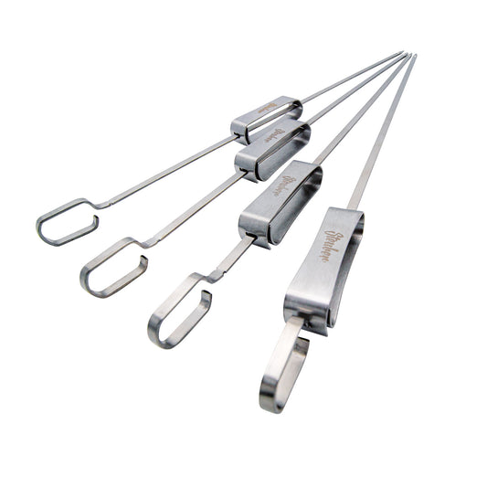4er Set Grillspieße 40 cm Schaschlikspieß mit Schieber