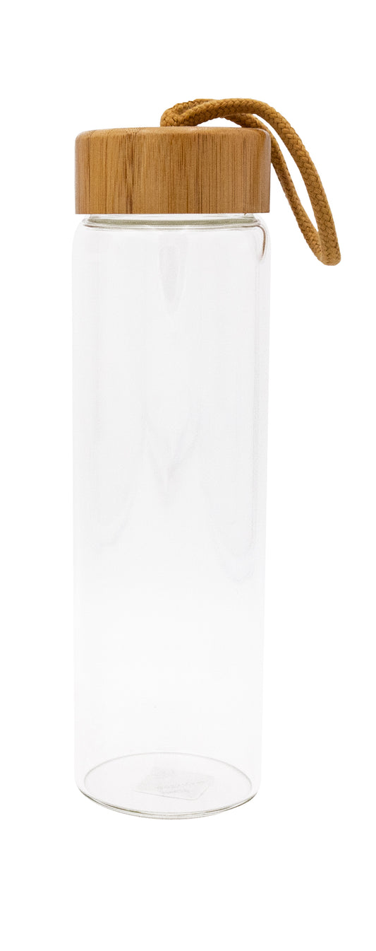 Trendige Glas-Flasche 630 ml mit Bambusdeckel