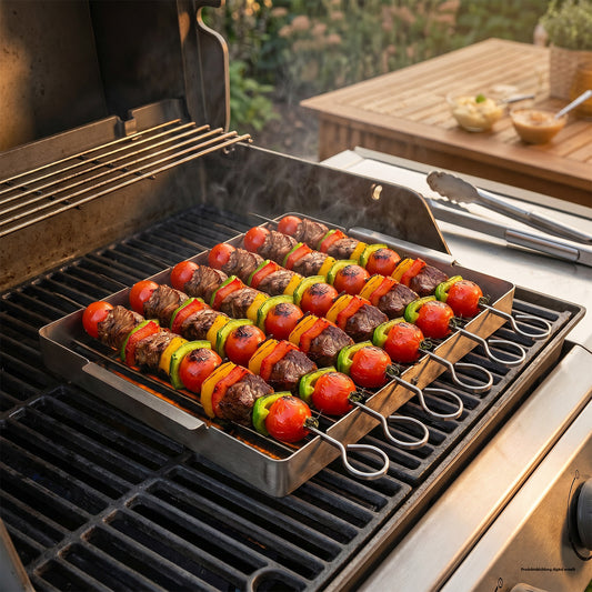 6er Set Grillspieße mit Halterung