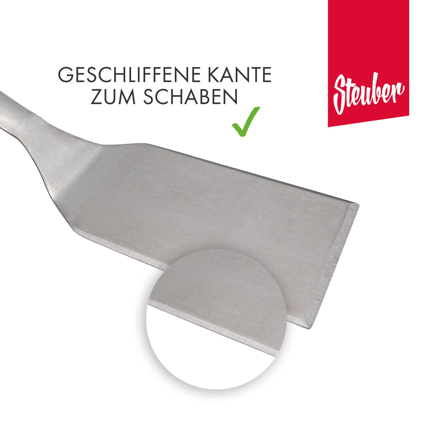 Kleiner Grillwender mit großer Spatel und Schneidkante