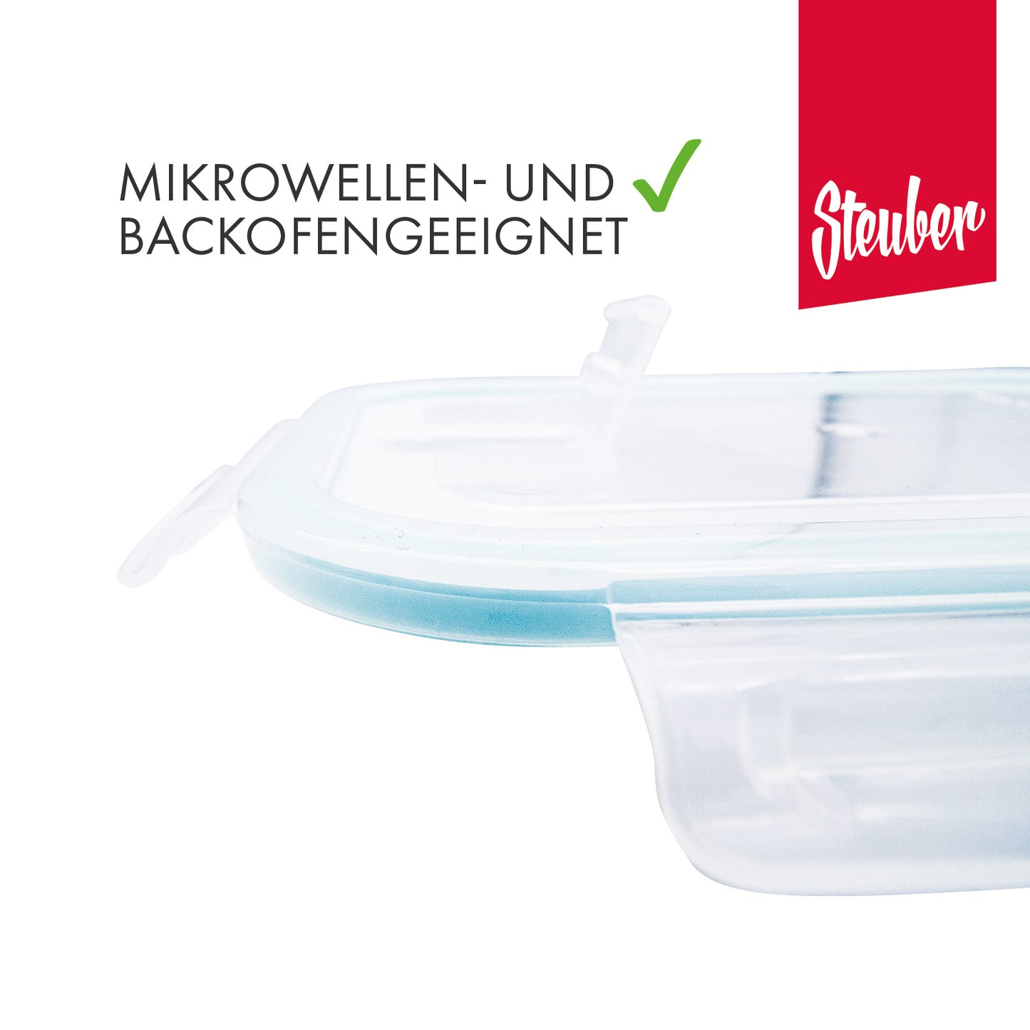4er Pack Glas Frischhaltedosen 1000 ml mit Mikrowellenventil luft- & wasserdicht