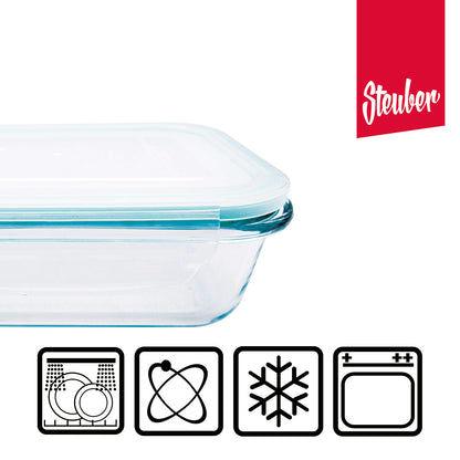 4er Pack Glas Frischhaltedosen 1000 ml mit Mikrowellenventil luft- & wasserdicht