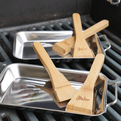 Grillpfännchen 2er Set inkl. Bambusspachtel Kinder-Pizzablech